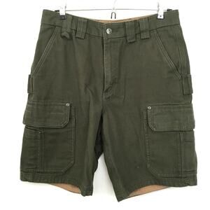 DULUTH TRADING CO Flex Fire Hose 10" Cargo Shorts Mens Utility Green Sz 32